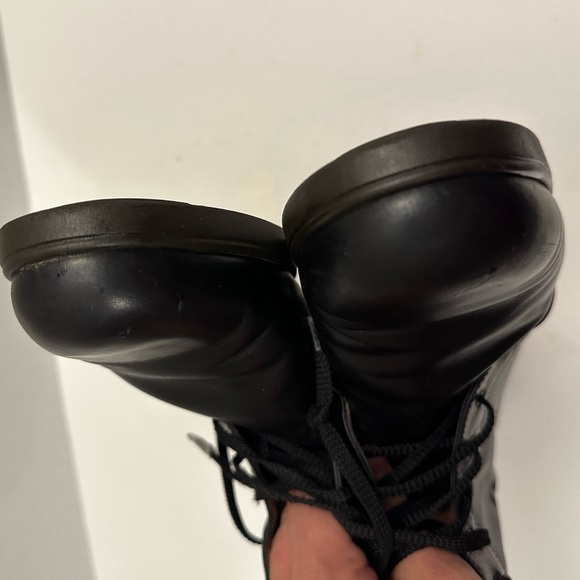 Salvatore Ferragamo Women's Leather and Fabric Combat Boot Size 9.0 B - Picture 7 of 14